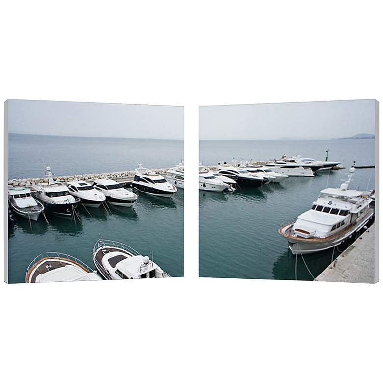 Image 1 Set of 2 Yacht Congregation 19 3/4 inch Square Canvas Wall Art