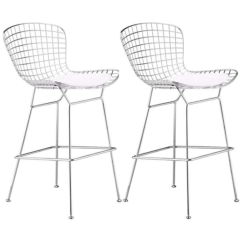 Image 2 Set of 2 Zuo 27 1/ 2 inch Wire Chrome Bar Chairs