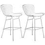Set of 2 Zuo 27 1/ 2" Wire Chrome Bar Chairs in scene