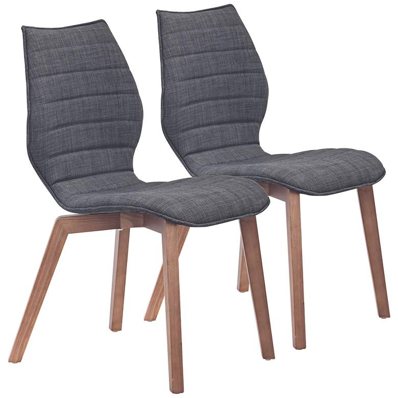 Image 1 Set of 2 Zuo Aalborg Graphite Accent Chairs
