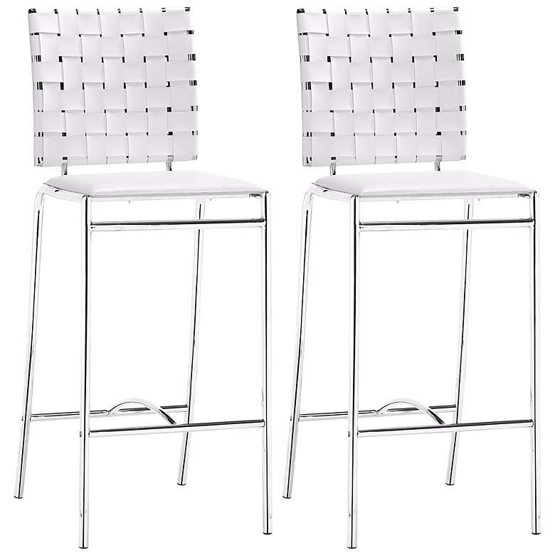 Image 1 Set of 2 Zuo Criss Cross 26 inch White Counter Stool