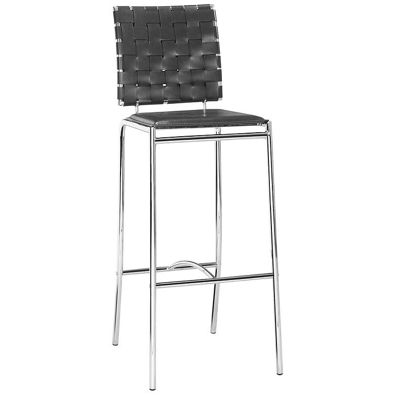 Image 1 Set of 2 Zuo Criss Cross Black Leatherette Barstool