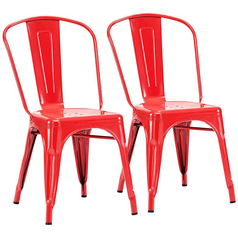 Image 1 Set of 2 Zuo Elio Red Dining Chairs