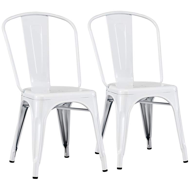 Image 1 Set of 2 Zuo Elio White Dining Chairs