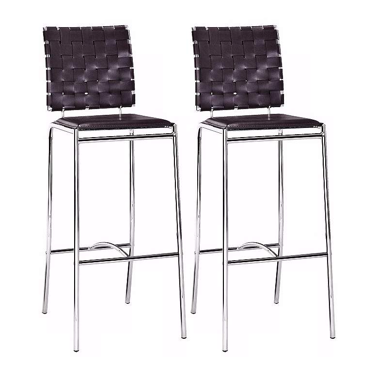 Image 1 Set of 2  Zuo Espresso Weave 29 inch High Bar Stools