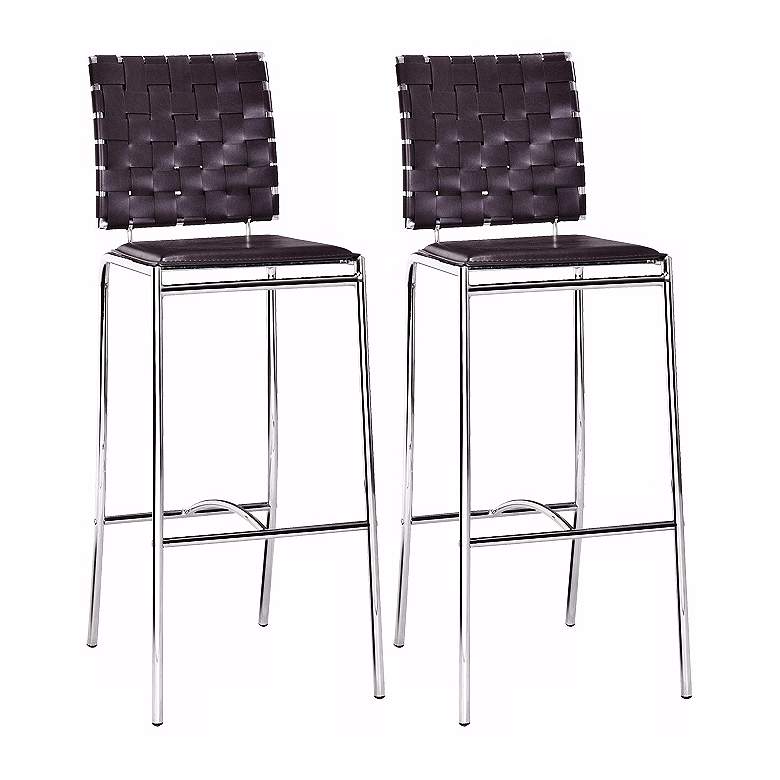 Image 1 Set of 2 Zuo Espresso Weave 29" High Bar Stools