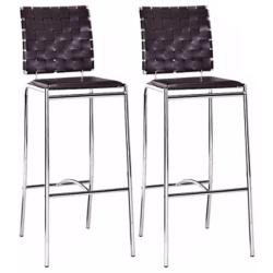 Set of 2  Zuo Espresso Weave 29&quot; High Bar Stools