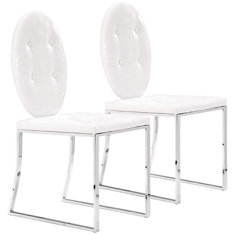Image 1 Set of 2  Zuo Goth White Dining Chair