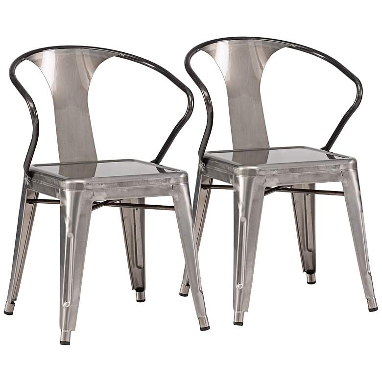 Image 1 Set of 2 Zuo Helix Gunmetal Chairs