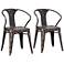 Set of 2 Zuo Helix Steel Antique Black Gold Chairs