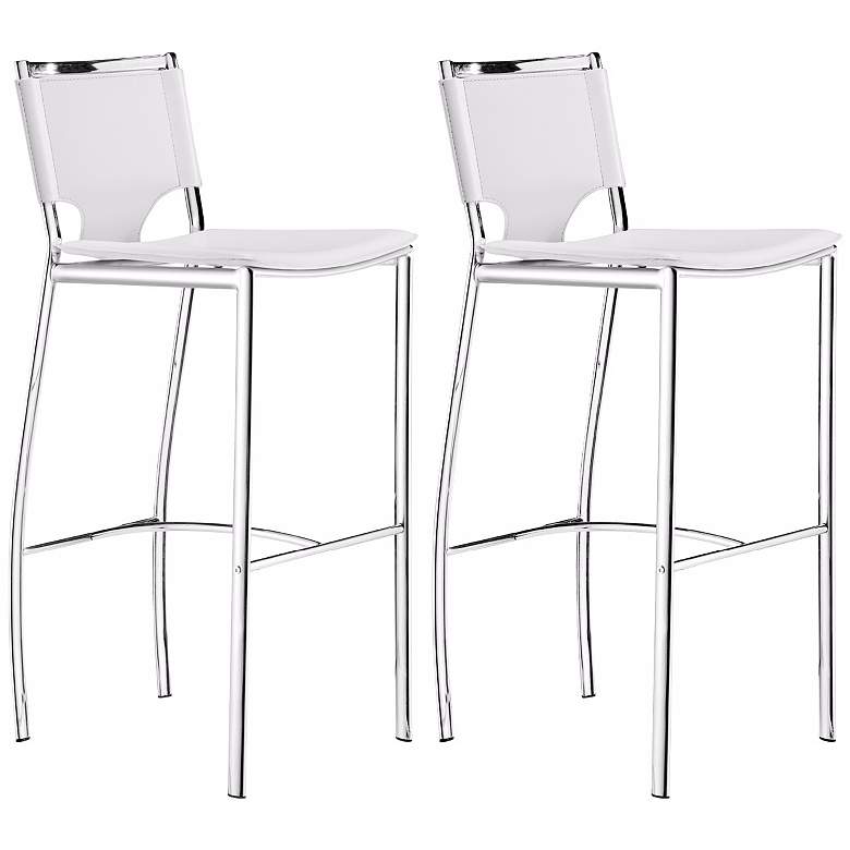 Image 1 Set of 2 Zuo Lark White 30" High Bar Stools