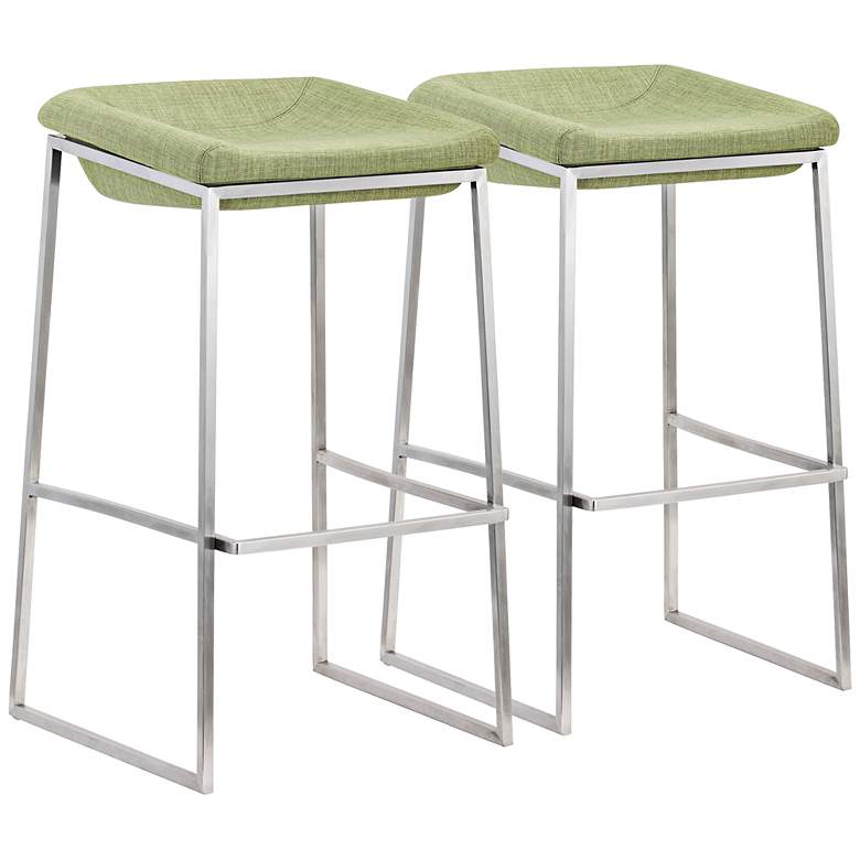 Image 1 Set of 2 Zuo Lids 30 inch Green Bar Chairs