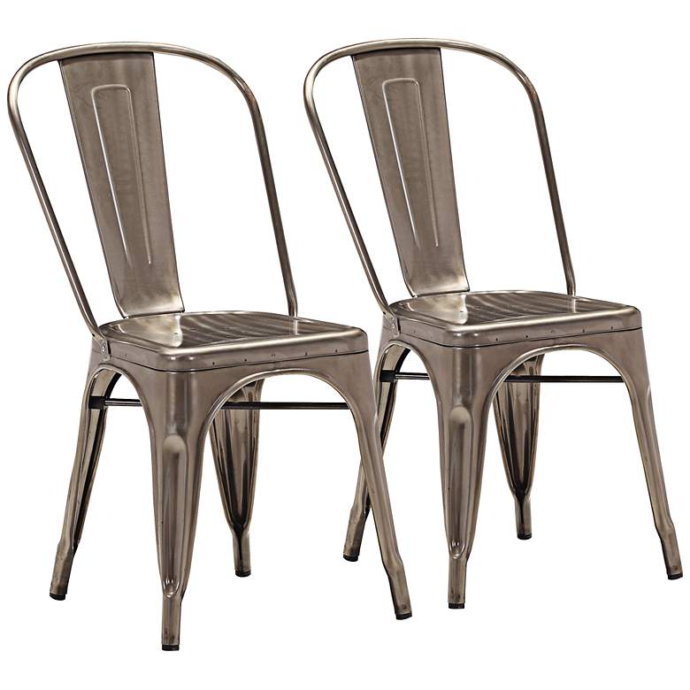 Image 1 Set of 2 Zuo Modern Elio Gunmetal Dining Chairs