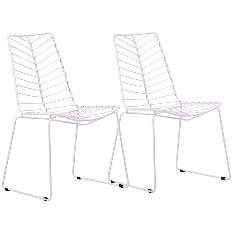 Image 1 Set of 2 Zuo Modern Wendover White Steel Dining Chair