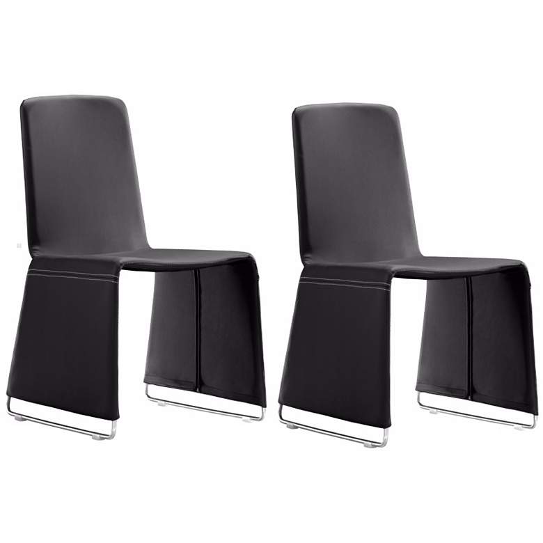 Image 1 Set of 2 Zuo Nova Black Dining Chairs