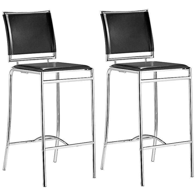 Image 1 Set of 2 Zuo Soar Black 28 1/2 inch Armless Bar Stools