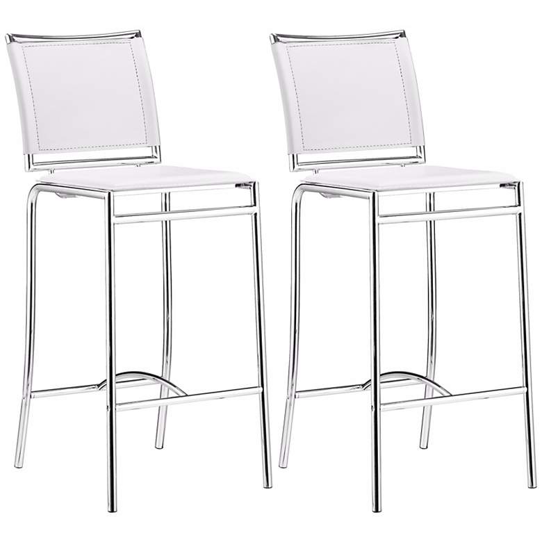 Image 1 Set of 2 Zuo Soar White 28 1/2 inch High Bar Stools