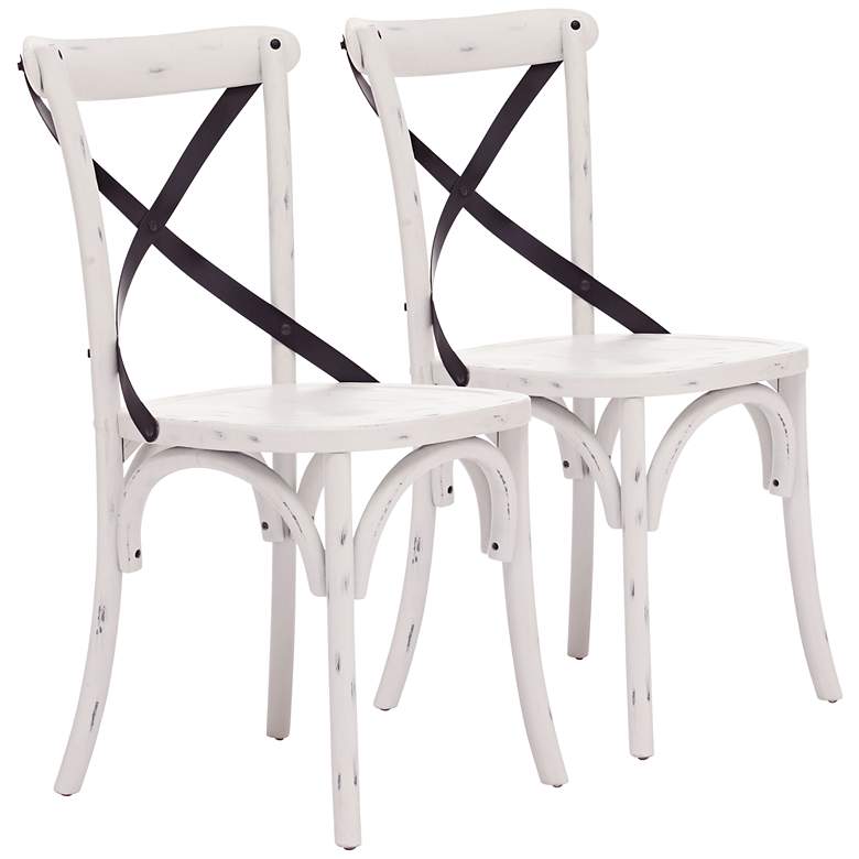 Image 1 Set of 2 Zuo Union Square Antique White Chairs