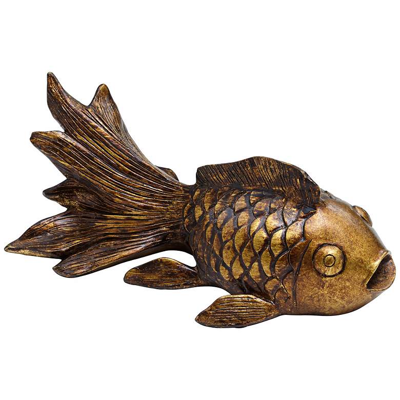 Image 3 Set of 3 Antique Gold Koi Fish Statues more views