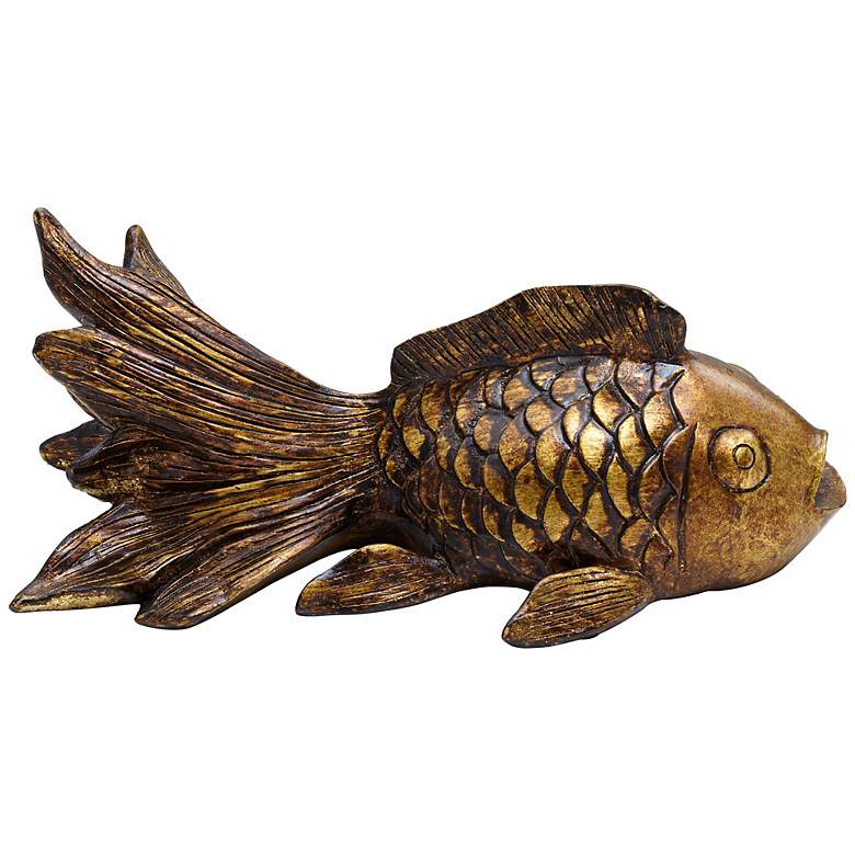 Image 4 Set of 3 Antique Gold Koi Fish Statues more views