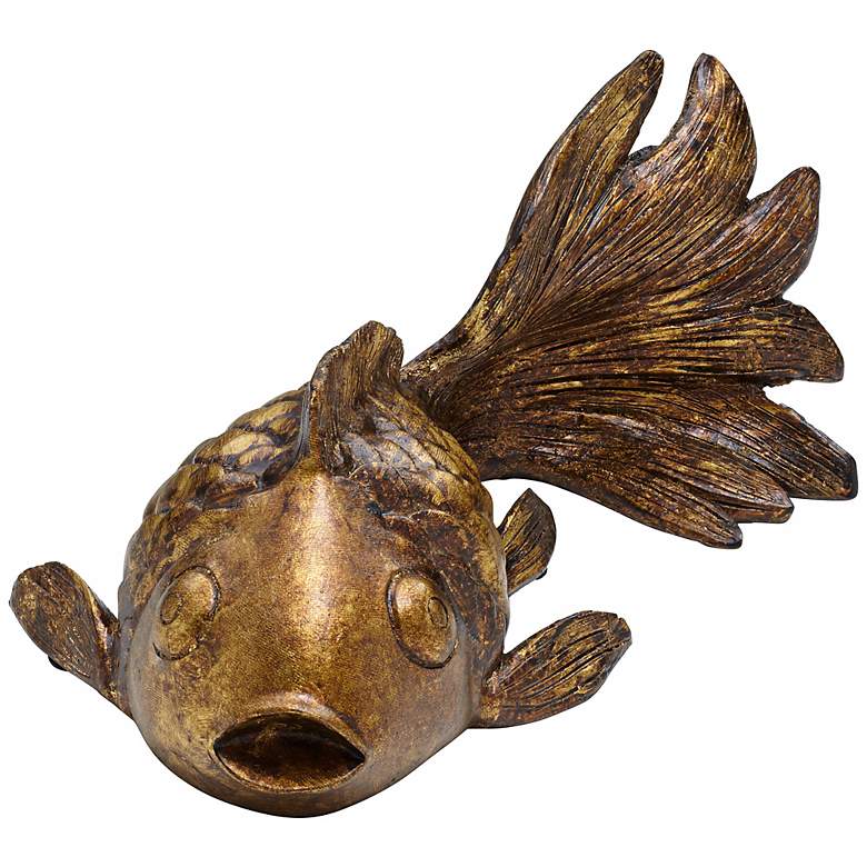 Image 5 Set of 3 Antique Gold Koi Fish Statues more views