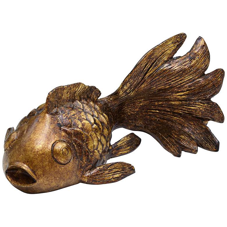 Image 6 Set of 3 Antique Gold Koi Fish Statues more views