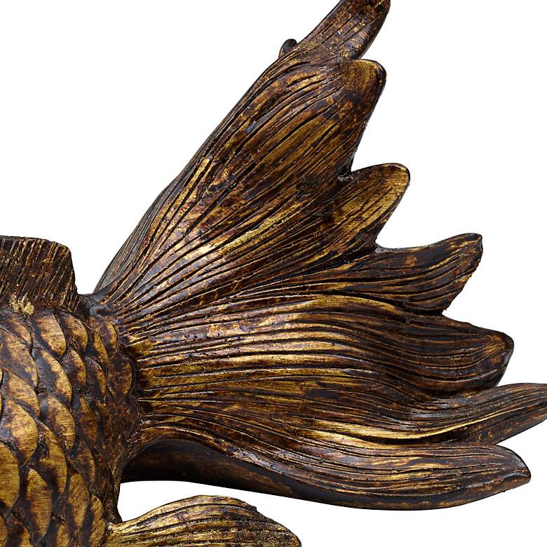 Image 7 Set of 3 Antique Gold Koi Fish Statues more views