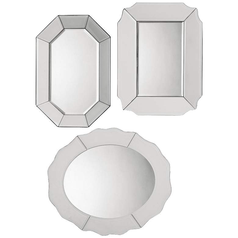 Image 1 Set of 3 Bianco Frameless Curved Wall Mirrors