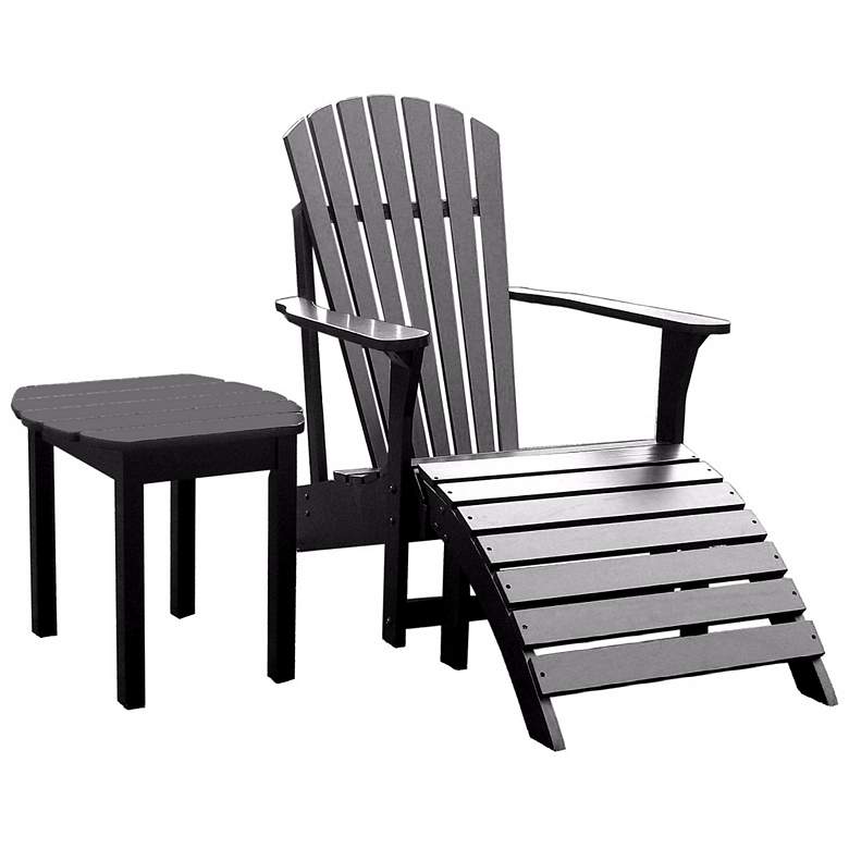 Image 1 Set of 3 Black Adirondack Chair Footrest and Side Table