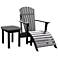 Set of 3 Black Adirondack Chair Footrest and Side Table