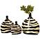 Set of 3 Black and Cream Zebra Striped Vases