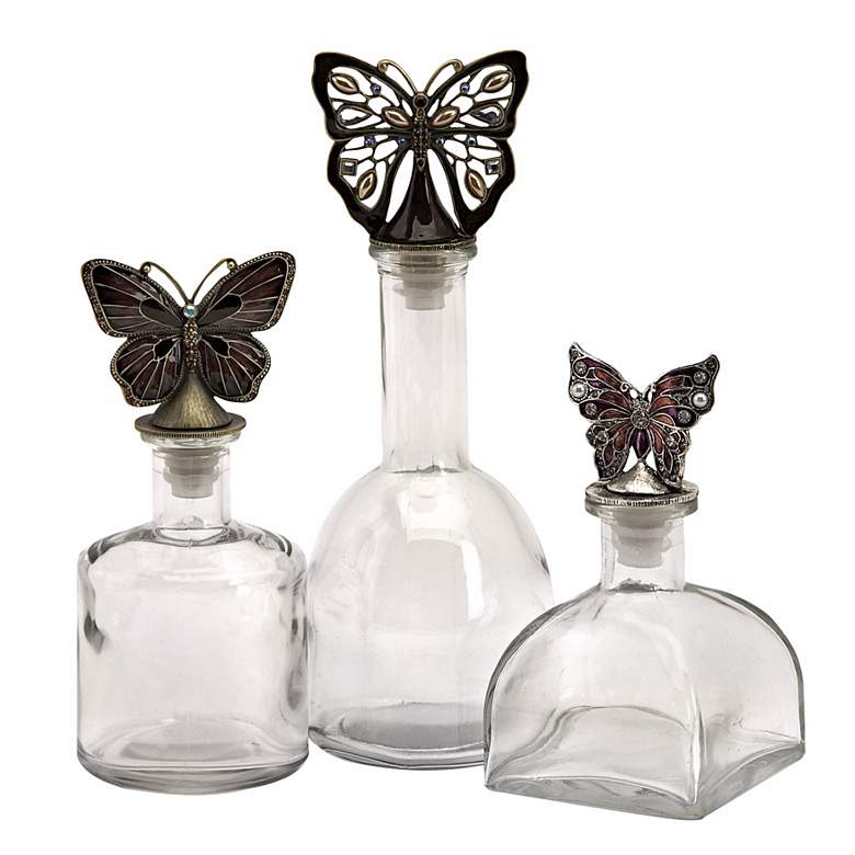Image 1 Set of 3 Butterfly Bottles