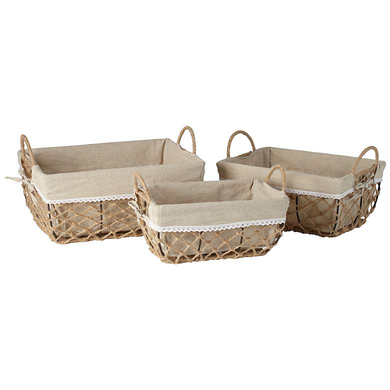 Image 1 Set of 3 Canvas Lined Baskets