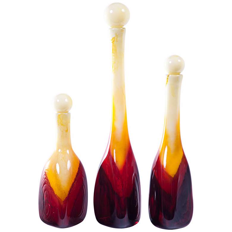 Image 1 Set of 3 Corozon Art Glass Bottles with Tops