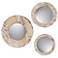 Set of 3 Decorative Round Washed Wood Wall Mirrors