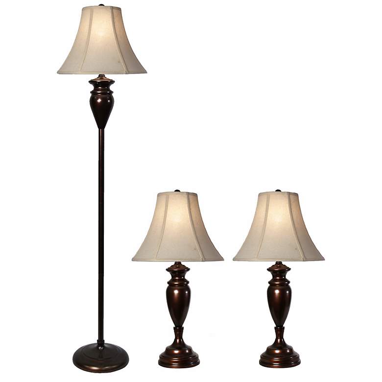 Image 1 Set of 3 Dunbrook Bronze Finish Floor and Table Lamps