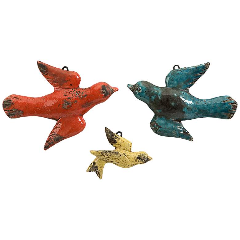 Image 1 Set of 3 Elisia Suspendable Ceramic Birds Wall Decor