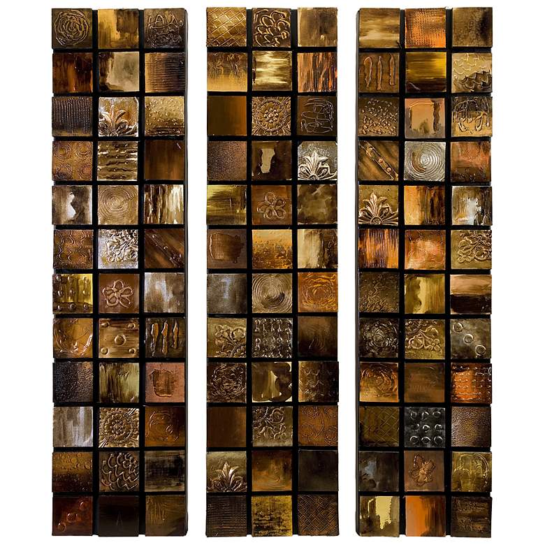 Image 1 Set of 3 Galactic 40 inch High Textured Triptych Wall Art