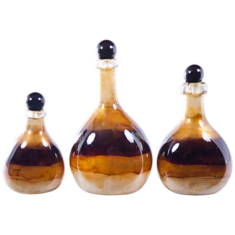Image 1 Set of 3 Goldcoast Decorative 20 inchH Glass Bottles with Tops