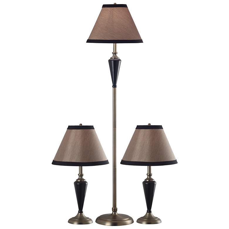 Image 1 Set of 3 Hunley Bronze Floor and Table Lamps