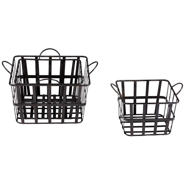 Image 1 Set of 3 Iron Grocery Baskets