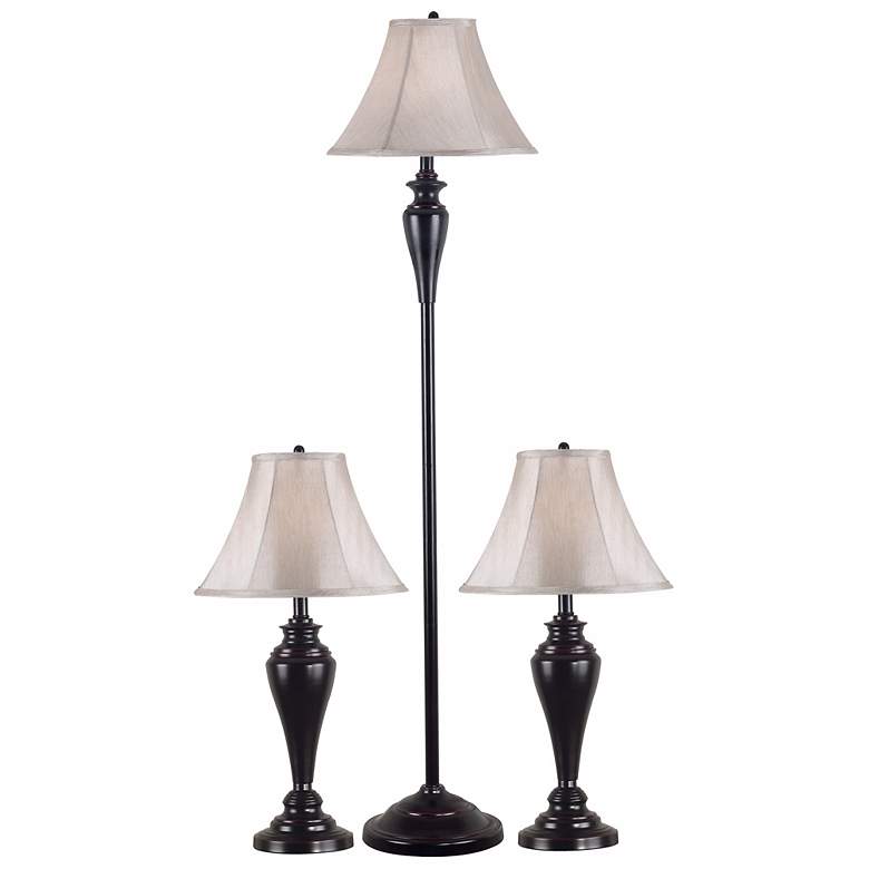 Image 1 Set of 3 Kylie Dark Bronze Floor and Table Lamps