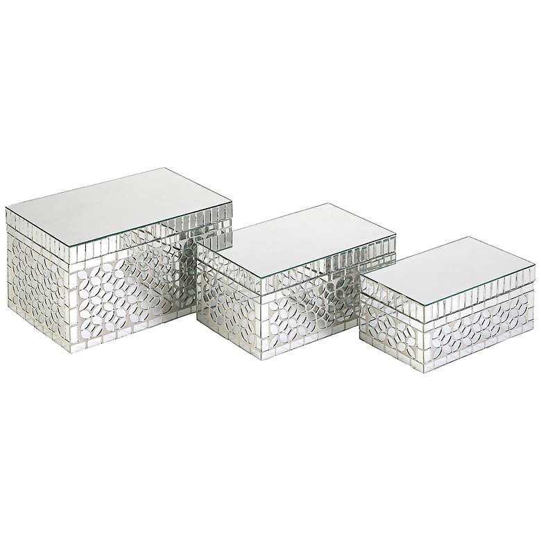 Image 1 Set of 3 Mandiline Mirror Mosaic Boxes