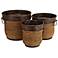 Set of 3 Metal and Wicker Planters
