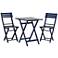 Set of 3 Monterey Ocean Blue Square Wood Table and Chairs