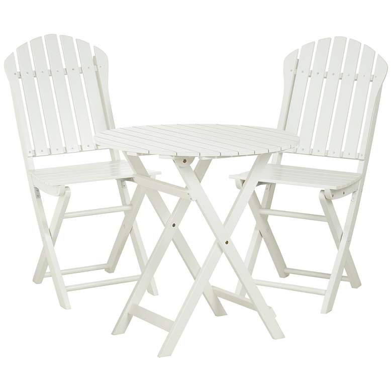 Image 1 Set of 3 Monterey Round White Wood Table and Chairs