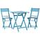 Set of 3 Monterey Sky Blue Square Wood Table and Chairs