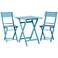 Set of 3 Monterey Sky Blue Square Wood Table and Chairs