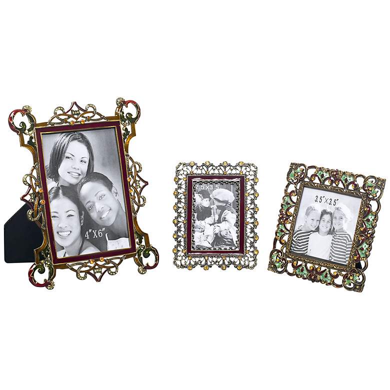 Image 1 Set of 3 Multi Jeweled Picture Frames