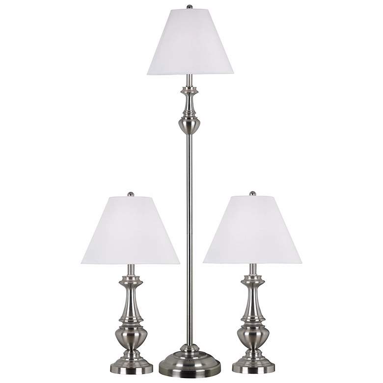 Image 1 Set of 3 New Hope Brushed Steel Floor and Table Lamps